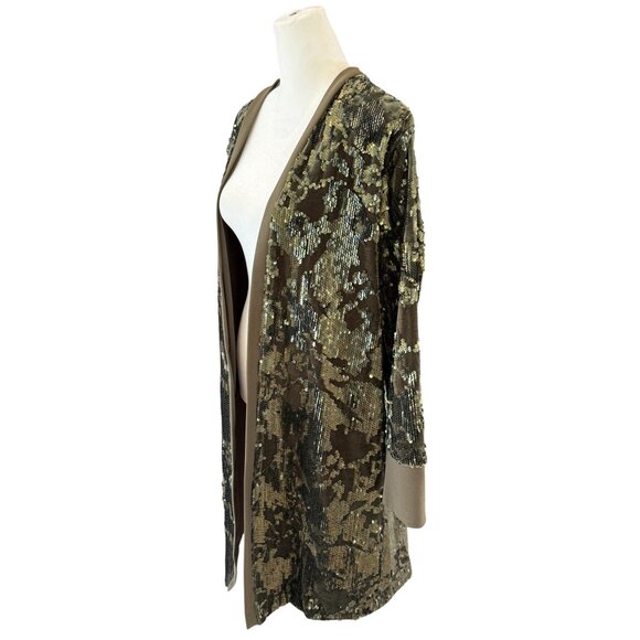 NWT Sequin Velvet Open Front Kimono Jacket – Olive Green - Picture 1 of 8